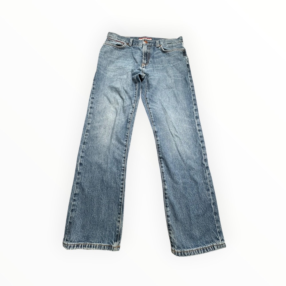 Tommy Hilfiger Jeans Mens 34x30 Blue Straight Leg Distressed‎ Denim Classic Fit